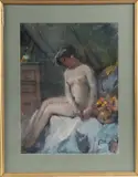 Jeune fille nue assise by Louis Fortuney, Pastel, sold Nov 2025