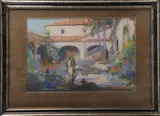 Villa du sud by Louis Fortuney, Pastel, sold Nov 2025