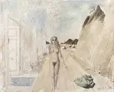 Etude pour le tableau «Le retour» by Paul Delvaux, 1965, Aquarelle et encre sur papier, sold Dec 2018