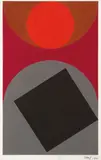 Composition au carré noir et au cercle rouge by Victor Noel, 1961, Gouache sur papier, sold Dec 2018