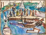 Les régates à Baladuc by François Desnoyer, 1949, Aquarelle sur papier, sold Nov 2018