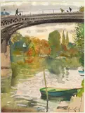 Pont by René Genis, Aquarelle sur papier, sold Nov 2018