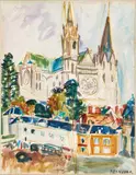 Vue de la Cathédrale de Chartres by François Desnoyer, Aquarelle sur papier, sold Nov 2018