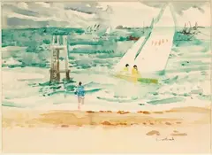 Voiliers by Paul Collomb, Aquarelle sur papier, sold Nov 2018