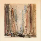 Rue de New-York by René Genis, Aquarelle et encre sur papier, sold Nov 2018