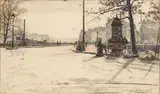 Le pont d'Arcole, Paris by Francis Montanier, 1925, Fusain, crayon et crayon de couleur sur papier, sold Nov 2018