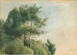 Les arbres verts by Jean-Baptiste Millet, Aquarelle, encre et lavis sur papier, sold Nov 2018