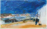 Promenade sur le quai by Jean Fusaro, Pastel sur papier, sold Nov 2018