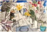 Terrasse au soleil by Jacques Ceria Despierre, Aquarelle sur papier, sold Nov 2018