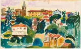 Vue du village by François Desnoyer, Aquarelle sur papier, sold Nov 2018