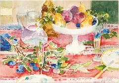 Nature morte by Paul Collomb, Aquarelle sur papier, sold Nov 2018
