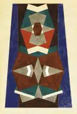 Abstraction sur fond bleu by Auguste Herbin, 1920, Gouache et crayon sur papier, sold Nov 2018