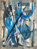 Abstraction bleue by Pierre de Berroeta, Gouache sur papier, sold Nov 2018