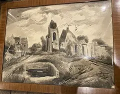 Vue d'une église by Anders Osterlind, Encre et gouache sur papier, sold Sep 2022