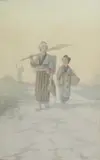 Paysans japonais by Takashi Nakayama, Aquarelle signée en bas à droite, sold May 2018