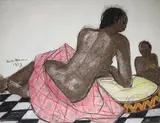 Deux femmes africaines by André Maire, 1959, Pastel et fusain signé daté, sold May 2018