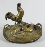 Vide poche à la famille de poules by Auguste-Nicolas Cain, Epreuve en bronze à patine brun clair, sold Mar 2018