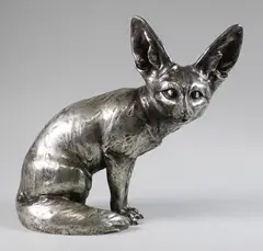 Fennec assis by Édouard-Marcel Sandoz, Epreuve bronze à patine viel argent, sold Mar 2018