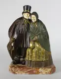Couple de Normands (circa 1920) by André Vincent Becquerel, Epreuve chryséléphantine en ivoire et bronze à patine polychrome, sold Mar 2018
