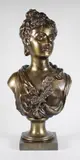 Buste de femme by Eugène Rousseau, Epreuve en bronze à patine brun nuancé, sold Mar 2018