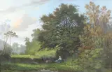 La bergère isolée by Charles Donzel, Pastel signé en bas à droite, sold Dec 2017