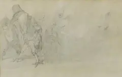 Caricatures, Homme oiseau. Dessin à la mine de plomb. Bibl.: Reproduit p.33 de by Jean Ignace Isidore Gérard Grandville, Aquarelle und Zeichnungen XIXe, sold Dec 2017