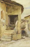 Ruelles de village by Pierre de Champevi Lle, 1916, Aquarelle signée et datée en bas à droite, sold Dec 2017