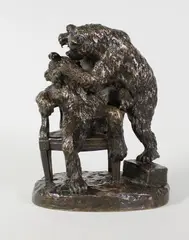 L'ours dentiste by Christophe Fratin, Bronze à patine brun nuancé, sold Dec 2017