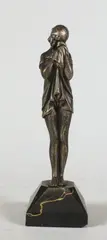 The little sad one by Dimiter Chiparus, Epreuve en bronze à patine vieil argent réhaussé de polychromie, sold Dec 2017