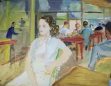 Au café by Jean Launo Is, Gouache signée en bas vers la droite, sold Dec 2017