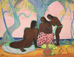 Trois nus sur la plage à Madagascar by André Maire, 1959, Gouache signée datée, sold Dec 2017