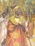 Chef rwandais et sa tribu by André Hallet, Aquarelle, sold Dec 2017