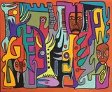 Composition abstraite by François Thango, Gouache sur papier signé «PPP» en bas à gauche, sold Dec 2017