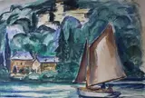 Voilier dans la baie by Othon Friesz, Aquarelle signée en bas à gauche, sold Nov 2017