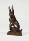 Lapin oreilles dressées by Irénée Rochard, Epreuve en bronze à patine brun foncé nuancé signée, sold Nov 2017