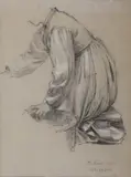 Etude de femme. 1872 by Jean-Charles Cazin, Crayon noir et rehauts de craie blanche signé et daté en bas à droite, sold Oct 2017