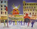 Le Moulin Rouge by Roland Dubuc, Aquarelle et gouache signée en bas à gauche, sold Oct 2017