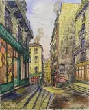 Paris, rue des Anglais by I.g. Gazi, Aquarelle signée en bas à droite, sold Oct 2017