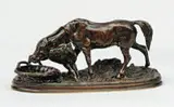 Jument et son poulain by Pierre-Jules Mêne, Épreuve en bronze, fonte d'édition posthume à patine brun vert, sold Oct 2010