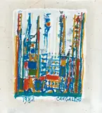 CATHÉDRALE 3 by Manuel Cargaleiro, Gouache sur papier de soie signé en bas à droite et daté en bas à gauche, sold Jun 2010