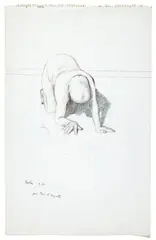HOMME À GENOUX by Jean Rustin, 1980, Mine de plomb et crayons de couleur sur papier signé et daté en bas à gauche, sold Jun 2010