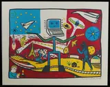 Space, Freedom, Lecture, Communication by Rémi Blanchard, Lithographie sur papier, sold Sep 2025