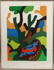 Oiseaux by Charles Lapicque, Lithographie sur papier, sold Sep 2025