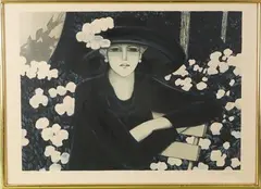Portrait sur fond bleu by Jean-Pierre Cassigneul, Lithographie sur papier, sold Sep 2025
