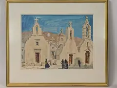 Mykonos by Albert Decaris, Aquarelle sur papier, sold Sep 2025
