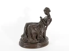 La Brodeuse by Jules Dalou, vers 1910, Bronze à patine brune, sold Sep 2025