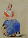 Portrait of a Seated Dutch Woman by W. P. Weston, gouache on paper, sold Nov 2023