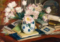 Still Life with Flowers by Jacques-Émile Blanche, oil on board, sold Oct 2023
