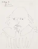 Portrait of William Shakespeare by Pablo Picasso, 1964, felt tip pen on paper, sold Oct 2023