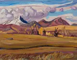 Alberta Foothills by A. Y. Jackson, double-sided oil on board, sold Oct 2023